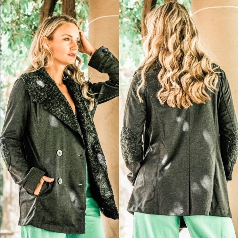 Hem & Thread Knit Faux Fur Button Jacket - Picture 4 of 4